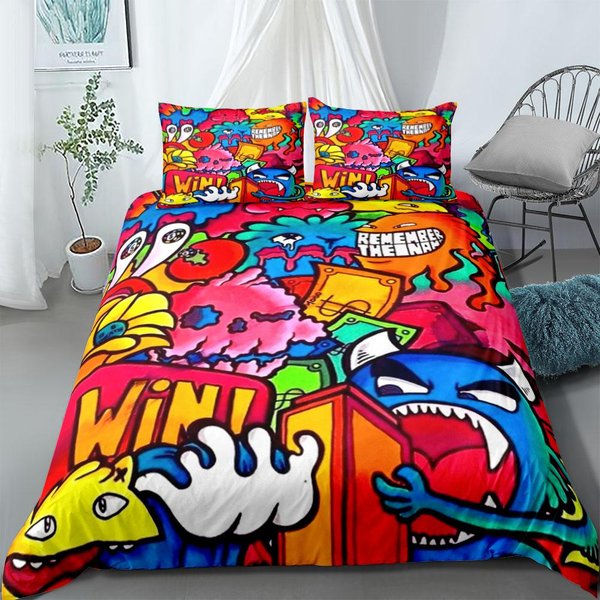 Fajny Doodle Sztuka Uliczna Zestaw Poszwy Na KołDrę Bez PrześCieradłA Rozmiar King Queen Double Full Twin Single Zestaw PośCieli 135X200Cm Red-image