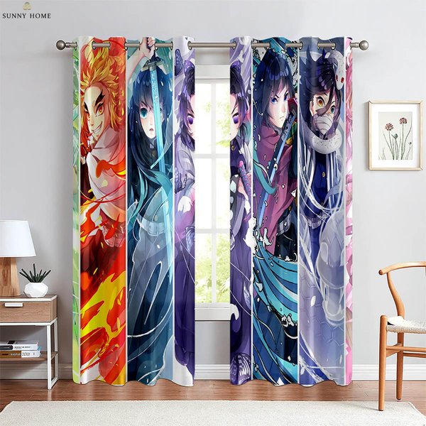 Cortinas Estampadas De Dibujos Animados Anime CóMic JaponéS Adecuadas Para Dormitorio Sala De Estar Dormitorio Estudio Cortinas Decorativas 2 Piezas W85Xh200(Cm)X2Pcs&Rod Pocket-image
