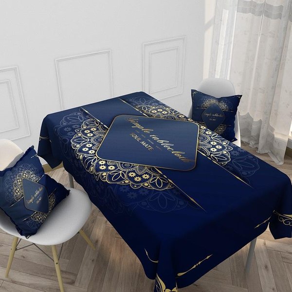 Wodoodporny Lniany Obrus Domowy Etniczny Styl Retro WzóR Hotelowy Obrus ProstokąTny Kuchenny Obrus 85-85Cm-image