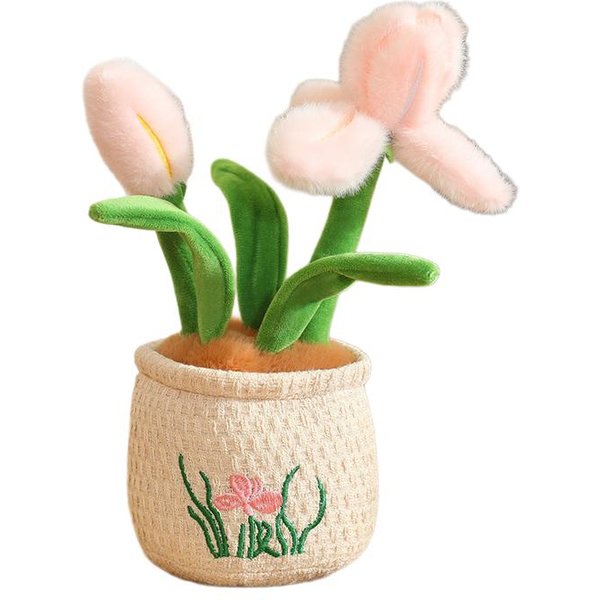 Kwiaty Zielona RośLina Pluszowa Zabawka Wypchana Kwiat W Doniczce Mniszek Lekarski Lilia Irys Tulipan Anthurium Orchidea Truskawka WystróJ Domu Prezent 30Cm-image