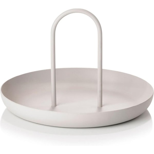 Bandeja De Servir MetáLica Redonda Mesa PortáTil Bandeja De Almacenamiento Estilo Moderno Simple Con Asa Gris Gris-image