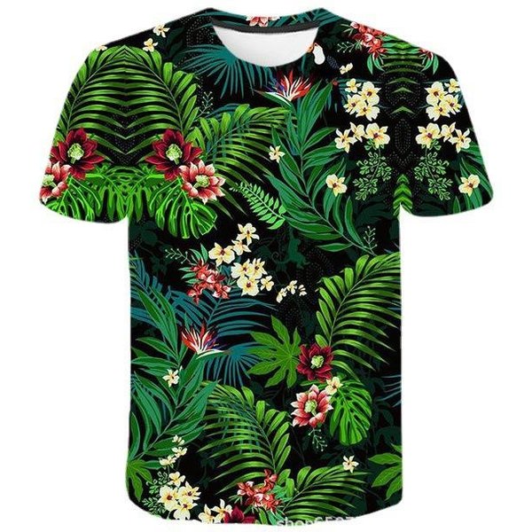 MęSka Casualowa Koszulka Z KróTkim RęKawem Z PięKnymi Kwiatami, Koszulka MęSka Z Nadrukiem 3D Xxxxl-image