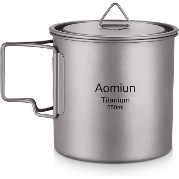 Taza De Titanio Ultraligera Aomiun PortáTil Para Exteriores Juego De 2 Tazas 300Ml 650Ml Taza De Agua Para Acampada Picnic 650ML White-image