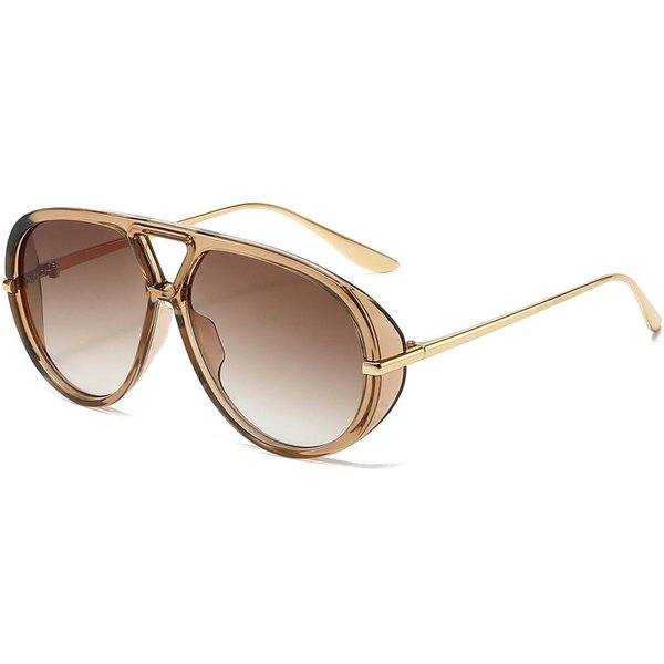 ÚLtimas Gafas De Sol Pilot Para Mujer Gafas Montura Grande DiseñO De Montura Doble Puente Gafas De Sol Uv400 CláSico Para Mujer Negro Naranja Vacaciones Sol As Shown-image