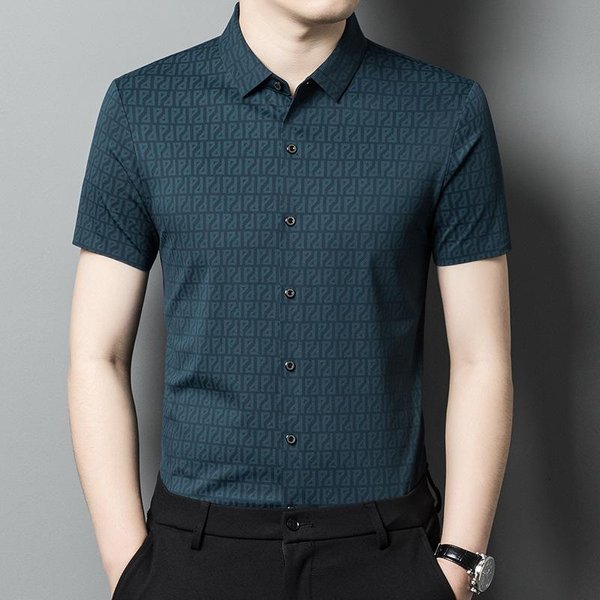 Ropa De Verano Nueva Camisa De Manga Corta Para Hombre Camisa Polo Fina Y Elegante Camisa Holgada Informal Para Hombre Xxxxl Azul-image