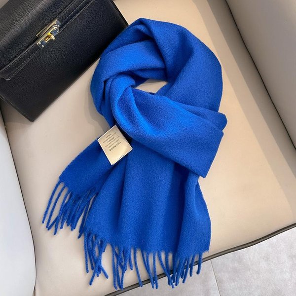 Bufanda De Lana De Invierno Para Mujer Bufandas Largas CáLidas De Cachemir Hiyab Chal SóLido Para Dama Envoltorio Pashmina Femenina PañUelo Para La Cabeza Blue-image