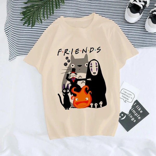 Camiseta Unisex Anime AñOs 90 Totoro Harajuku Ullzang Mujer Camiseta Miyazaki Hayao El Viaje De Chihiro Camiseta Tops Feunisex 2XL-image