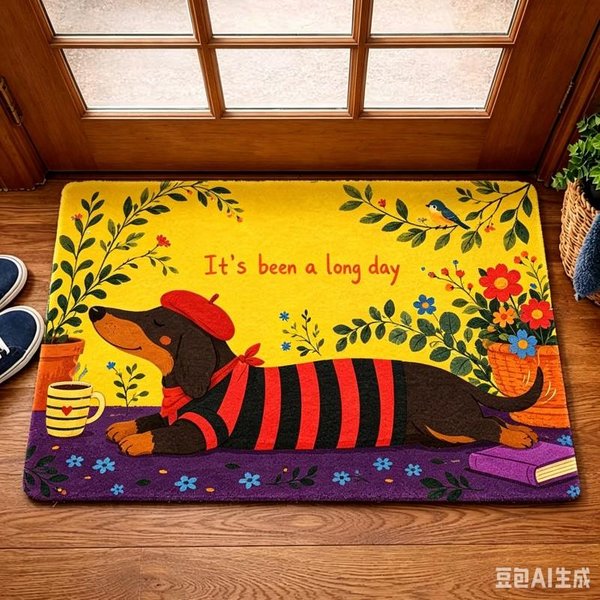 Uroczy Jamnik Mata Powitalna Do Przedpokoju 'To Był DłUgi Dzień' Dywanik Z Napisem AntypośLizgowy Dywanik PodłOgowy Do Kuchni Mata Drzwiowa 30X50Cm-image
