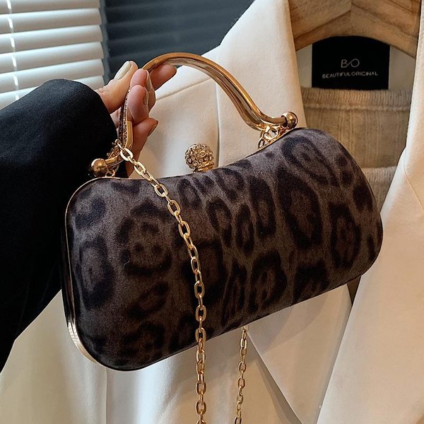Bolso PequeñO Con Estampado De Leopardo Para Mujer, Nuevo Bolso De Mano Retro De Un Solo Hombro, Estilo Europeo Y Americano, Bolso De Cena. Brown-image