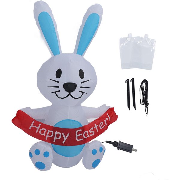 Conejo Inflable De Pascua 4 Pies PoliéSter 210T IP44 Impermeable DecoracióN De Patio Conejo Inflable De Pascua-image