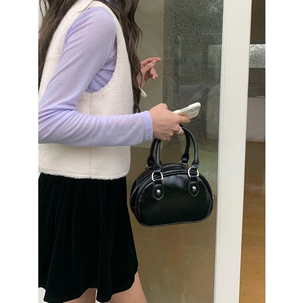 Bolso De Bolos Texturizado De Nicho Para Mujer Nuevo Bolso Cruzado De Hombro De Moda Para NiñAs Bolso De Mano PequeñO Popular Gray-image