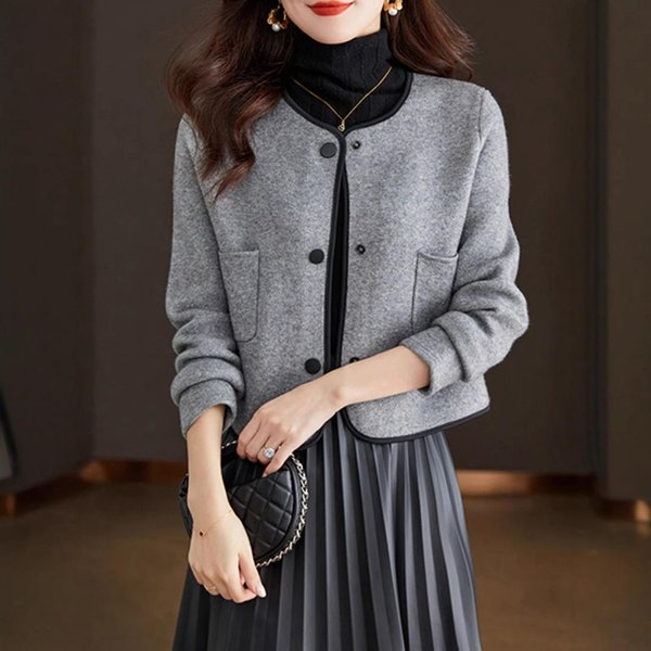 Chaqueta Gris De Fragancia PequeñA Para Mujer Primavera Nuevo Top Corto VersáTil PequeñO 2XL Gris-image