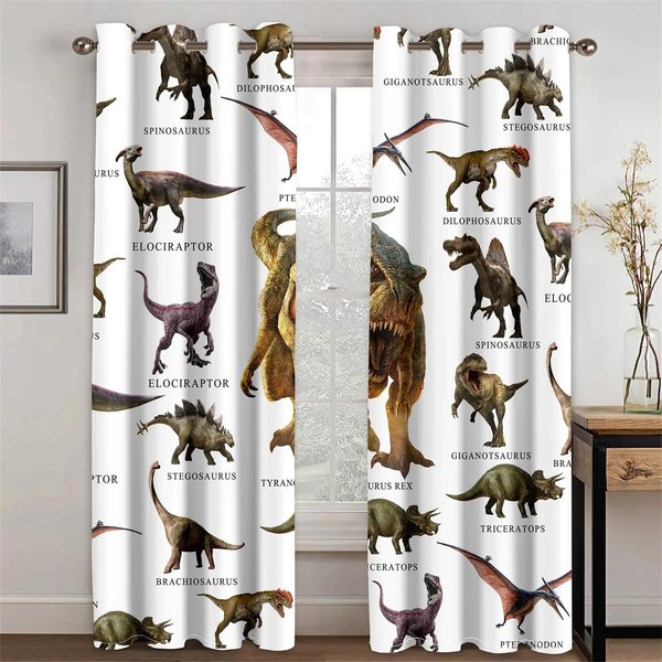 3D Encyklopedia Nazw DinozauróW Zabawne Dzieci ChłOpcy Dziecko ZasłOny Dekoracyjne FiltrująCe ŚWiatłO 2 Panele ZasłOny Do Sypialni Salonu 100W160H(Cm)40X63In&Grommet Top-image