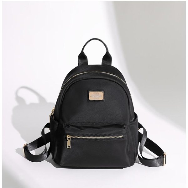Mochila De Color SóLido De Tela Oxford Mochila PequeñA Para Estudiantes Para Mujer Ligera Para Viajes De OtoñO Nailon Impermeable-image