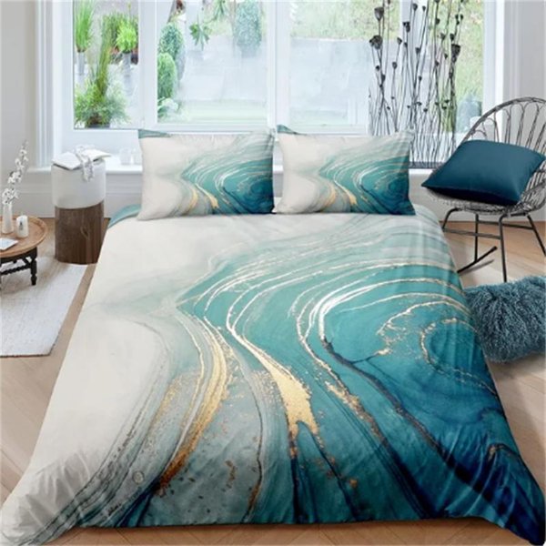 Juego De Cama MáRmol Dorado Rosa 3D Juegos De Funda NóRdica EdredóN Ropa De Cama TamañO Individual Queen King Individual DecoracióN De HabitacióN NiñOs Adulto Moderno EU Single(135X200Cm)-image