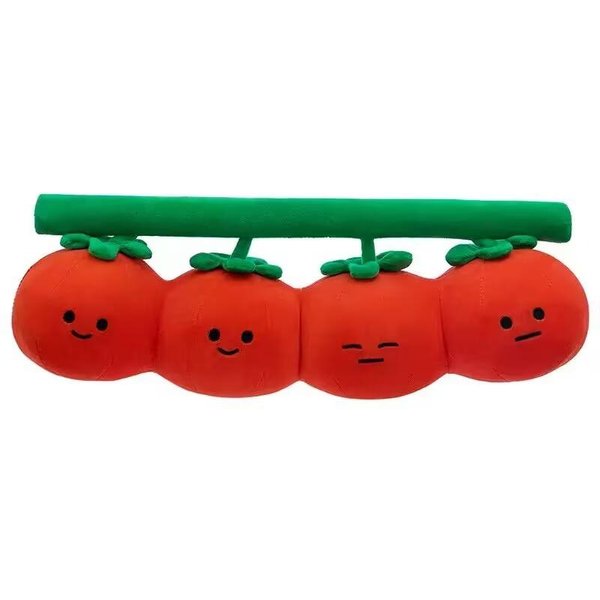 Almohada De Tomate Juguetes Suaves De Felpa Lindas Cuatro Ramas Conectadas Almohada De Abrazo De Tomate CojíN Lumbar Para Sofá Cama Adecuado Para DecoracióN Del Hogar-image