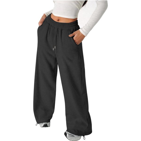 Unisex Kids Kolor LuźNy KróJ Szerokie Nogawki Spodnie Dresowe Codzienne Joggersy 130 Black-image