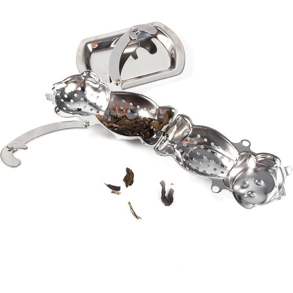 Lindo Infusor De Bola De Acero Inoxidable Para Hojas De Té Sueltas Colador Filtro Difusor Hierbas Especias Mono White-image