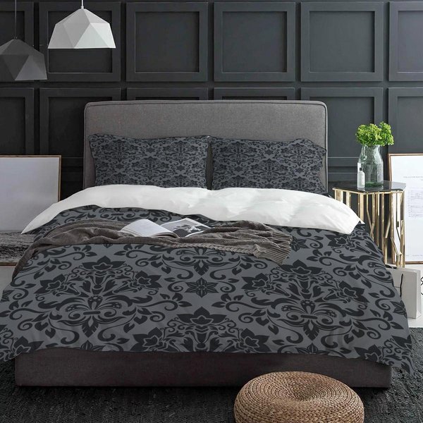 Juego De Ropa De Cama Abstracto Barroco PatróN Retro 3 Piezas Funda NóRdica Funda De Almohada Funda De Colcha Para NiñOs Adultos Juego Para Cama Doble Textil Para El Hogar AU Single(140X210Cm)-image