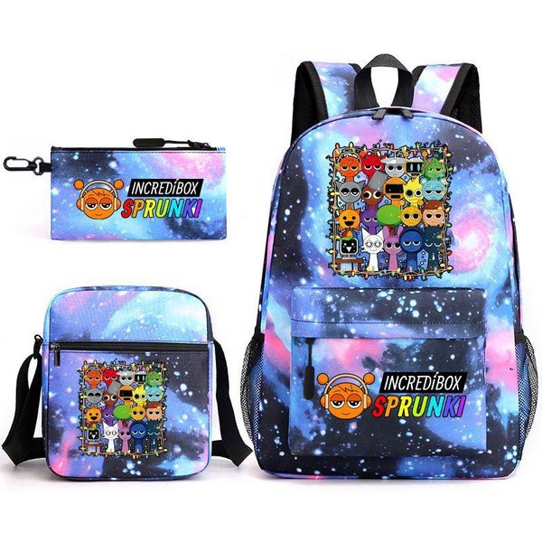 Mochila De Dibujos Animados Anime Sprunki Gran Capacidad Mochila Escolar Para Estudiante De Primaria Bolso Estuche Para LáPices Backpack-image