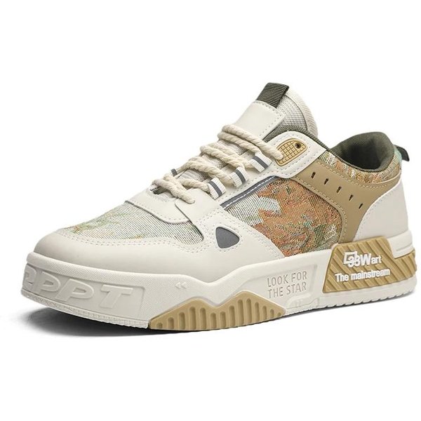 Zapatos Casuales Para Hombre Cuero Malla Zapatillas Casuales Zapatos De Plataforma De Tendencia Zapatos Vulcanizados CóModos Para Hombre Tenis Masculinos 43 White-image
