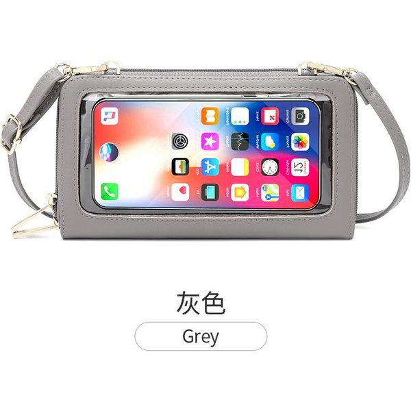 Nuevo Bolso De Moda Para Mujer Con Rfid, Bolso Para TeléFono Con Pantalla TáCtil, Multifuncional De Pu, Bandolera Con Correa Para El Hombro, Bolso De Mano, Monedero Gray-image