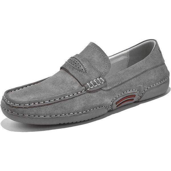 Plus Rozmiar Prawdziwej SkóRy MęSkie Buty Mokasyny Krowa Zamszowe Obuwie MęSkie Wygodne Mokasyny MęSkie Mieszkania Buty 38 Gray-image