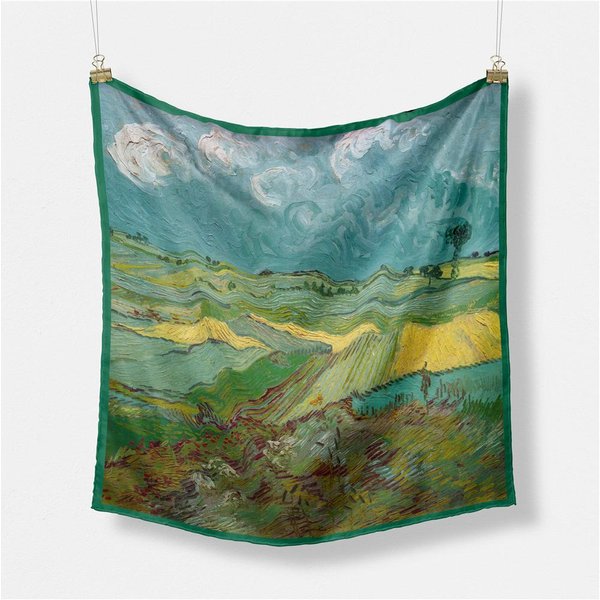PañUelo De Seda Con Pintura Al óLeo De Van Gogh, Bufanda Cuadrada De Moda Para Mujer De 53 Cm, PañUelo Para La Cabeza, Corbata De Cuello, PañUelo Profesional Gray-image