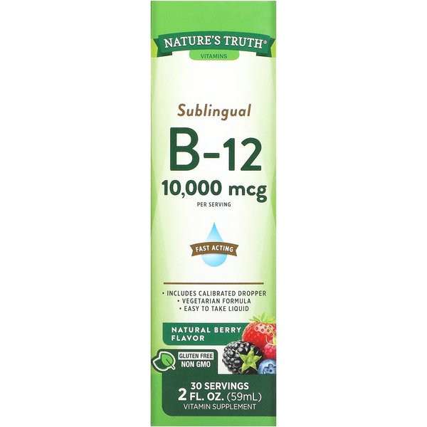 Nature's Truth, Sublingual B-12, Natural Berry, 10,000 Mcg, 2 Fl Oz (59Ml)-image