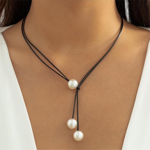 Naszyjnik Z łAńCuszkiem Vintage Rope Chain Dla Kobiet, RęCznie Robiony, Z Imitacji Pereł, Regulowany Naszyjnik Z BiżUterią Brown-image
