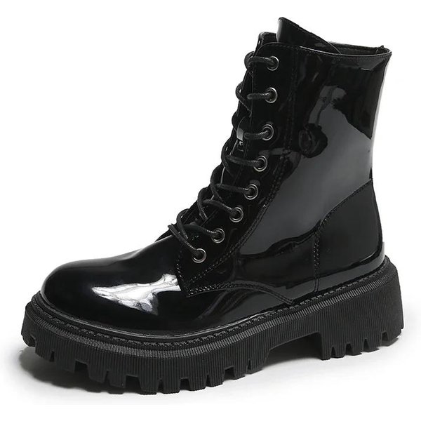Zapatos De Mujer Tobillo Botas De Mujer CláSicos Botas Modernas Mujer Con Cordones Redondos Cremallera Lateral TacóN Bajo Zapatos Talla Grande Mujer 37 Black-image