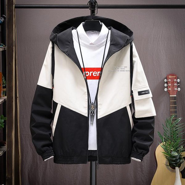 Chaqueta Nueva De Primavera Y OtoñO Para Hombre, Holgada, Informal, Con Capucha Para Adolescentes, Ropa Para Hombre 3XL-image
