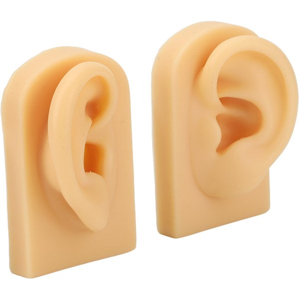 1 Para Silikonowy Model Ucha Kolor Jasny Odcień SkóRy Do ćWiczeń Piercingu Model Ucha 3D Do Treningu Akupunktury Beige-image