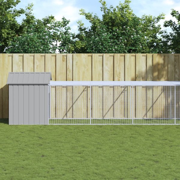 Vidaxl Kurnik Z Wybiegiem, Jasnoszary, 117X609X123 Cm, Stal-image