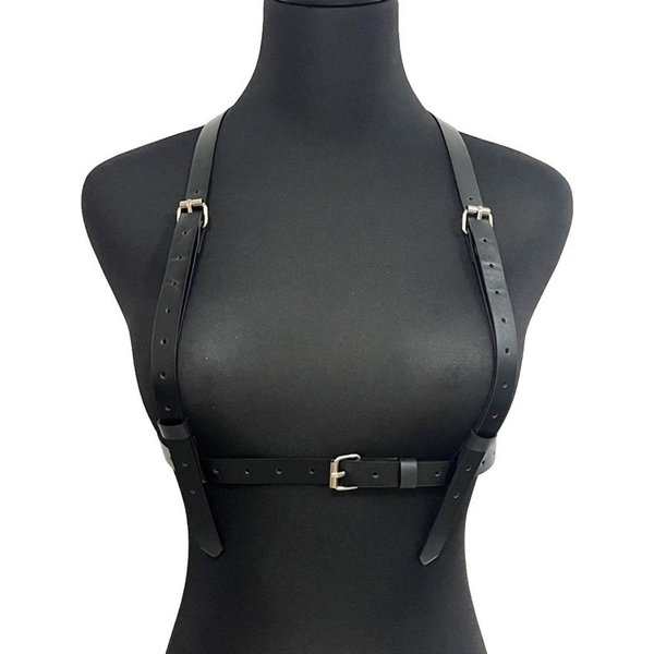 Moda Mujer sexy CinturóN De Cintura De Cuero Pu Punk GóTico ArnéS Corporal Bondage Pecho CinturóN Accesorios De Ropa Para Fiesta Turismo-image