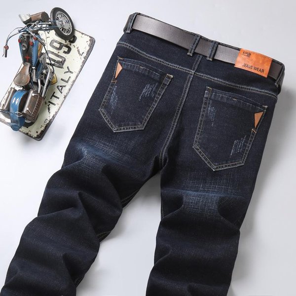 Wthinlee Letnie Cienkie MęSkie Elastyczne Proste DżInsy Klasyczne Czarne Niebieskie Business Casual DużY Rozmiar Spodnie Jeansowe Spodnie Markowe 28-image