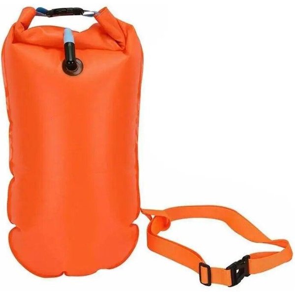 1 Boya De NatacióN Inflable Abierta, Bolsa Seca Con Flotador De Remolque Y CinturóN Para Almacenamiento De Seguridad En Deportes AcuáTicos Y NatacióN Naranja-image