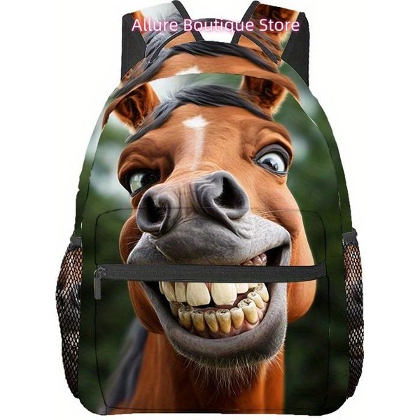 Mochila 3D Animales Divertidos - Gran Capacidad, Correas De Hombro Ajustables, MúLtiples Compartimentos, PoliéSter Duradero, Ligera Y 15Inch-image