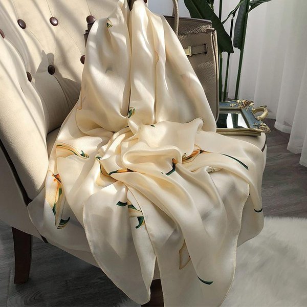 PañUelo De Seda Natural 100% Hangzhou Para Mujer Bandana Bufandas Largas Chal PañUelo De Cabeza Lujo Alta Calidad Hijab Echarpe Pashmina Real Silk 65X180Cm-image