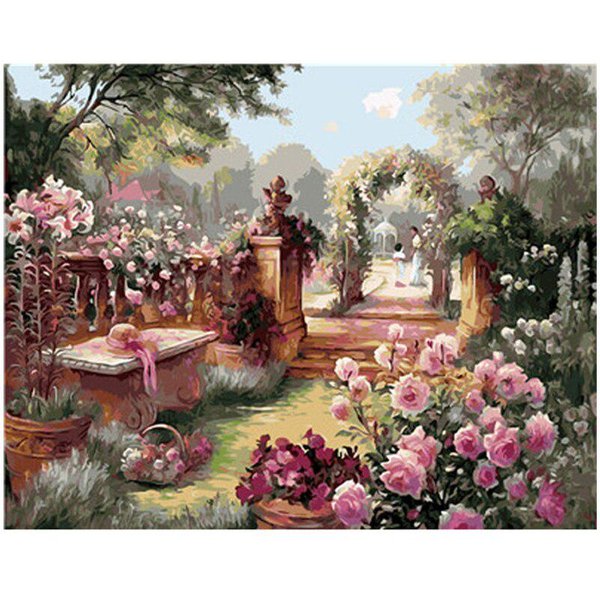 Diy Diamante Pintura JardíN Flor Imagen Punto De Cruz 5D Diamante Bordado Diamante 20X30CM-image