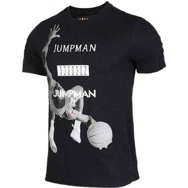 Camisetas Jordan Para Hombre Negras Cuello Redondo Ajuste Recto Moderado L-image