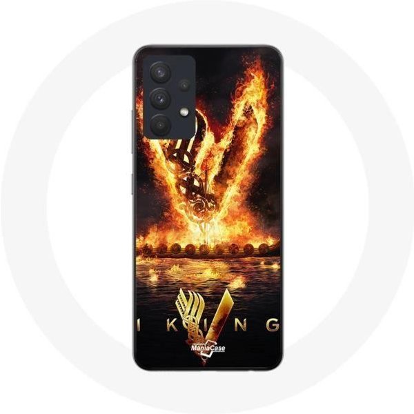Funda Para Samsung Galaxy A13 4G / A13 4G Lite Vikings Serie Temporada 6 Logo V Espada De Fuego Fondo Negro-image