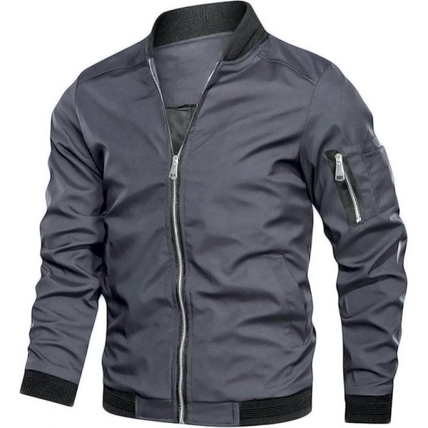 Kurtki MęSkie Kurtka Typu Bomber Na Jesień Dla MężCzyzn Streetwear Baseball Coat Stand Collar Slim Zipper Up Outdoor Jacket Men Coat XXL-image