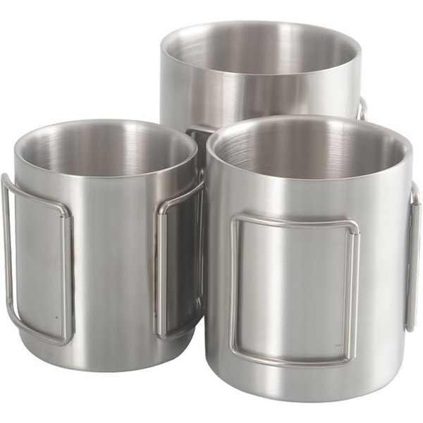 Kubek Kempingowy 200Ml 300Ml 400Ml Ze Stali Nierdzewnej Kubek Na Wodę Kubek Do Herbaty Kubek Do Kawy Ze SkłAdanymi Uchwytami Na Kemping Na ŚWieżYm Powietrzu 200ML Gray-image