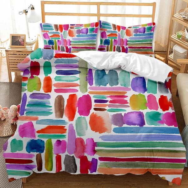 Funda NóRdica GeoméTrica Pintura Abstracta Acuarela Para EdredóN Comforter Todas Las Estaciones Doble Queen King Size PoliéSter Funda De EdredóN EU Single(135X200Cm)-image