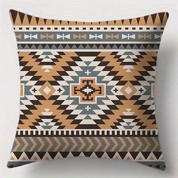 Bohemian Aztec WzóR Dwustronnie Drukowana Poszewka Na Poduszkę KróTki Plusz Odpowiednia Do SalonóW Sypialni Sof Poduszka Dekoracyjna Poszewka 50X50Cm-image