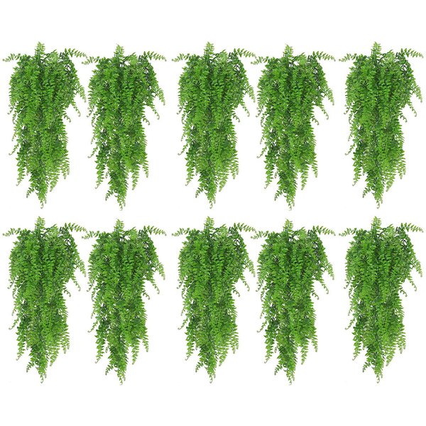 10PCS Plantas Colgantes Artificiales Enredaderas De Helecho Persa De PláStico Plantas De VegetacióN Falsa Para Interior Exterior-image