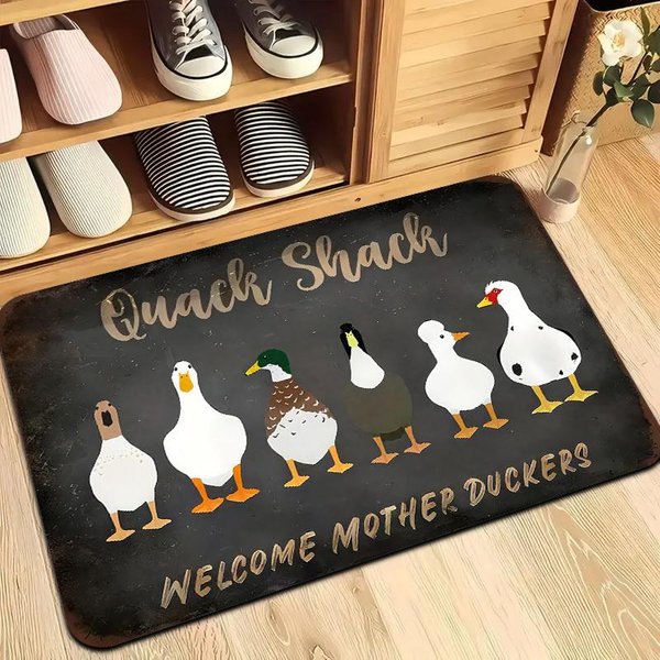 Zabawna Mata WejśCiowa Z Motywem Kaczki, AntypośLizgowy Dywanik Do Przedpokoju Quack Shack , WytrzymałA Zmywalna Mata PodłOgowa Do Kuchni I Na ZewnąTrz 60X90Cm-image
