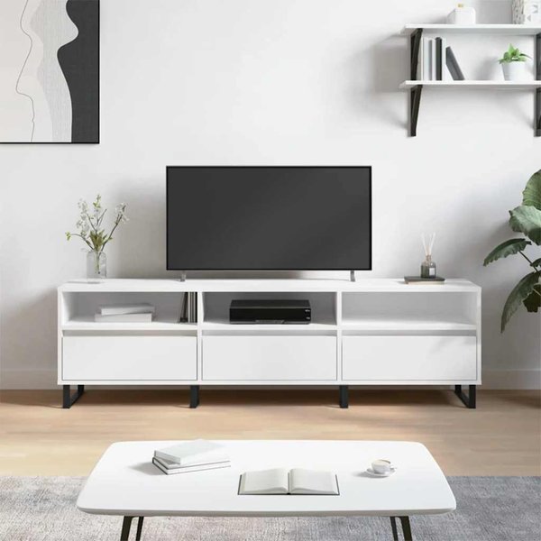 Vidaxl Mueble De Tv, Blanco, 150X30X44,5 Cm, Material Derivado De La Madera-image