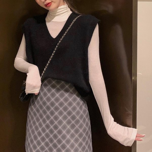 Chaleco De Punto De Primavera Y OtoñO Para Mujer Chaleco Retro De Cuello En V De Color SóLido Ropa Exterior Sin Mangas SuéTer De Moda L-image